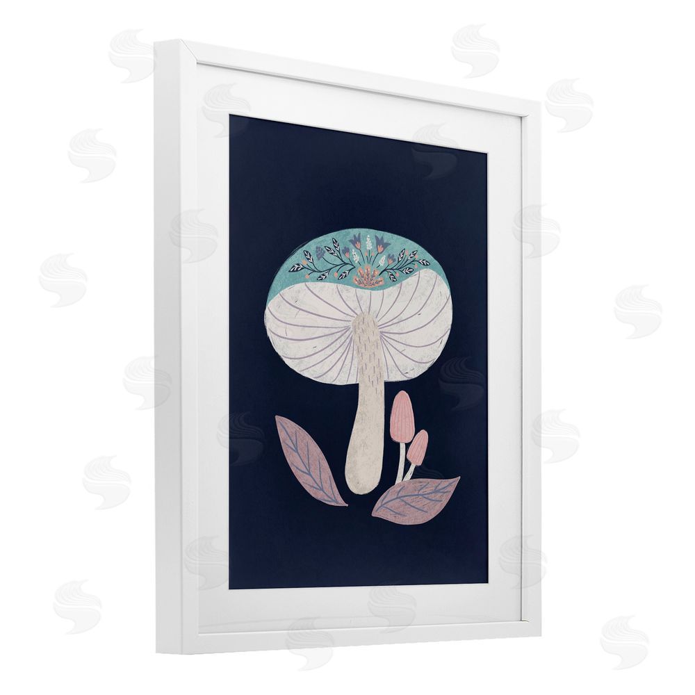 Metka Hiti Floral Cottage Mushroom White Framed Print Under Glass Wall Art