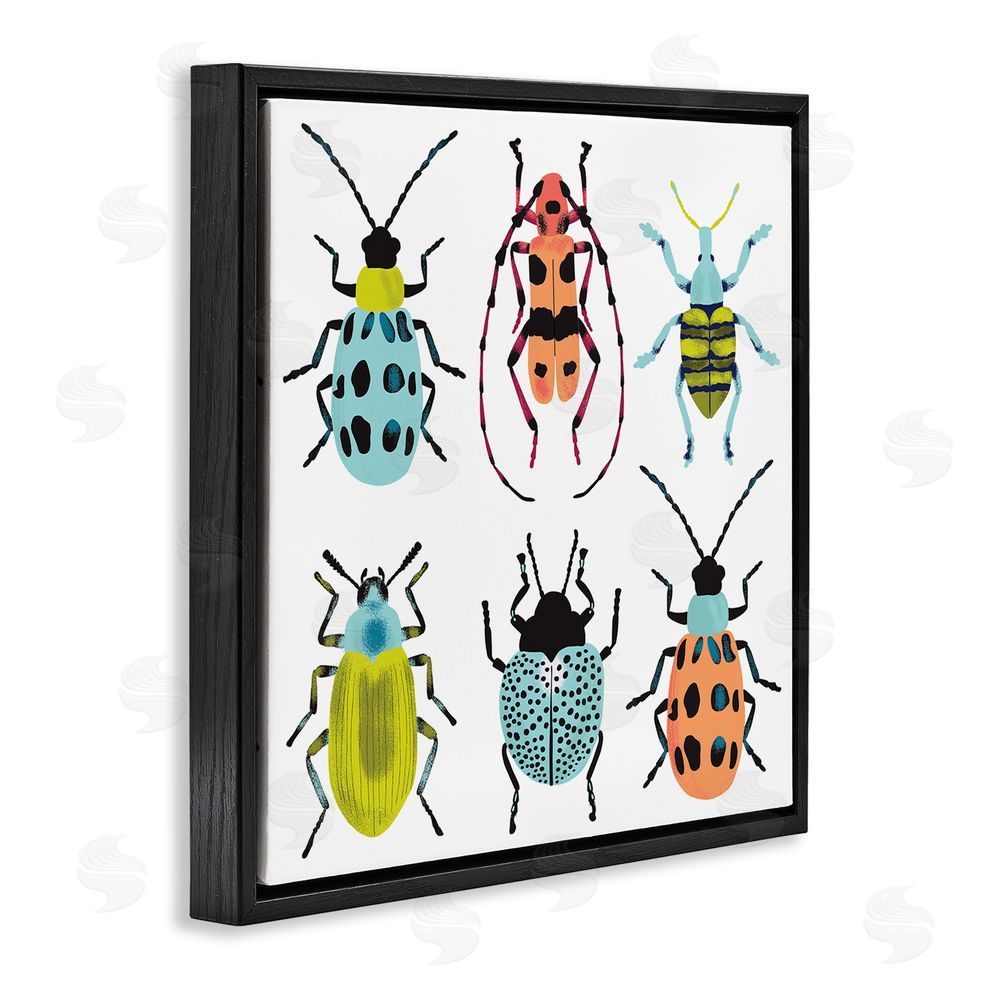 Metka Hiti Beetles & Bugs Collection Black Floating Frame Canvas Wall Art Print