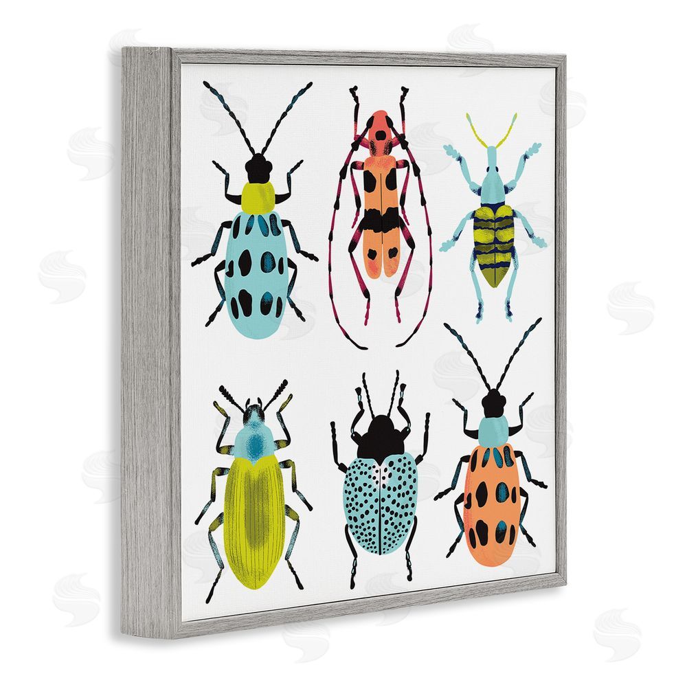 Metka Hiti Beetles & Bugs Collection Gray Framed Giclee Wall Art Print