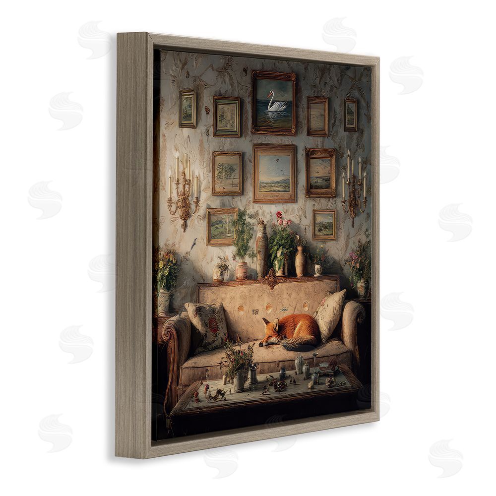 The Wands Want Vintage Parlor with Fox Brown Floating Frame Canvas Wall Art Print