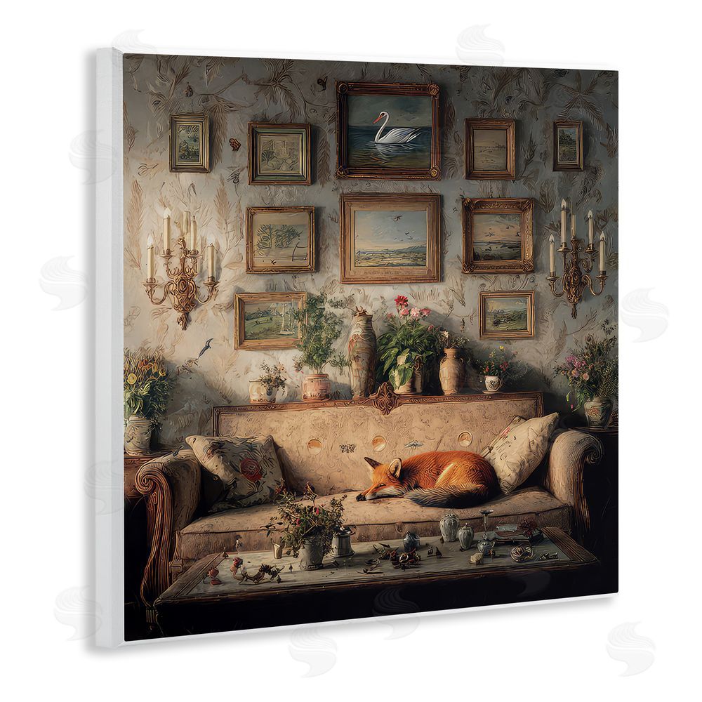 The Wands Want Vintage Parlor with Fox Wooden Wall Plaque Art Print