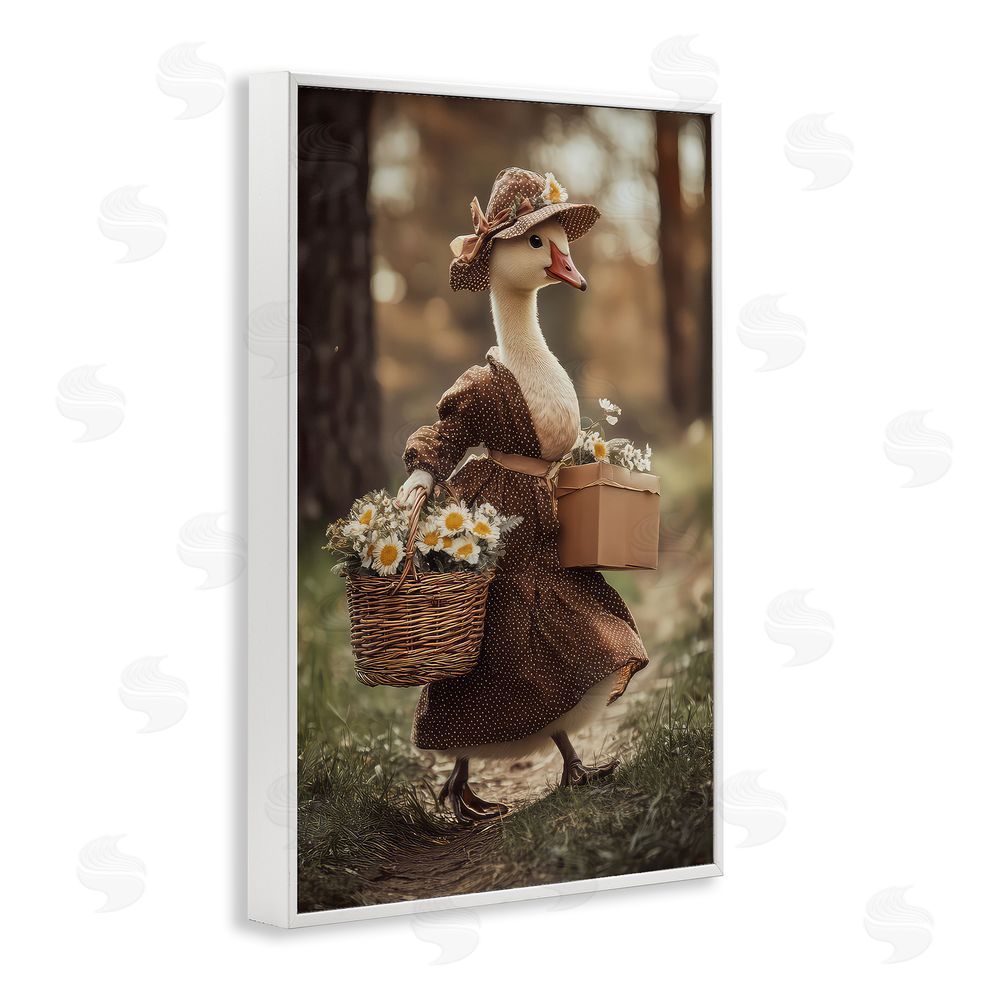 The Wands Want Mother Goose with Flowers White Framed Giclee Wall Art Print