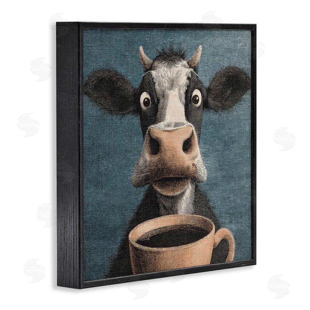 The Wands Want Grumpy Cow & Coffee Black Framed Giclee Wall Art Print