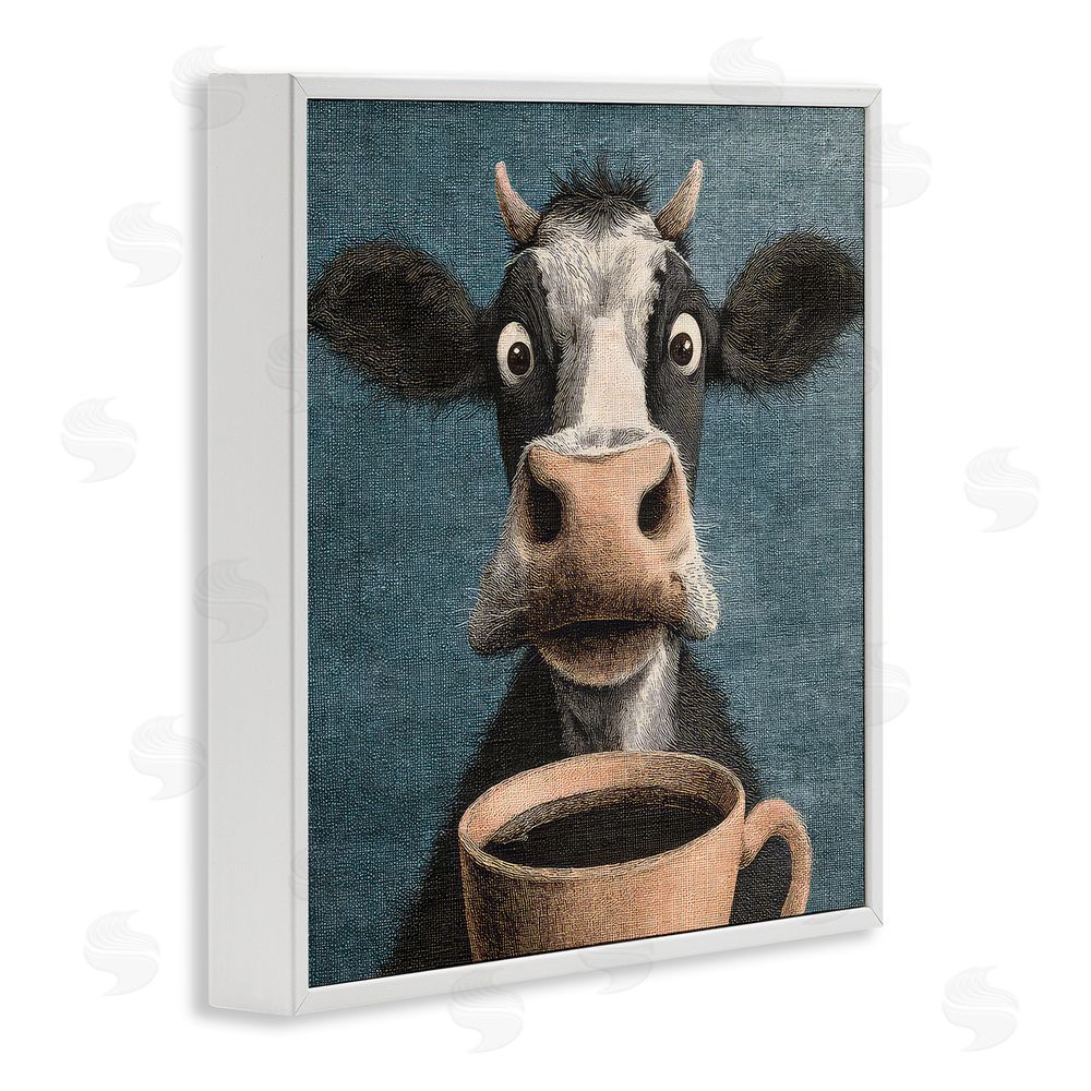The Wands Want Grumpy Cow & Coffee White Framed Giclee Wall Art Print