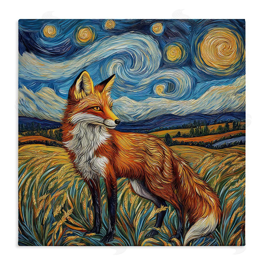 The Wands Want Swirling Impressionist Fox Stretched Canvas Wall Art Print