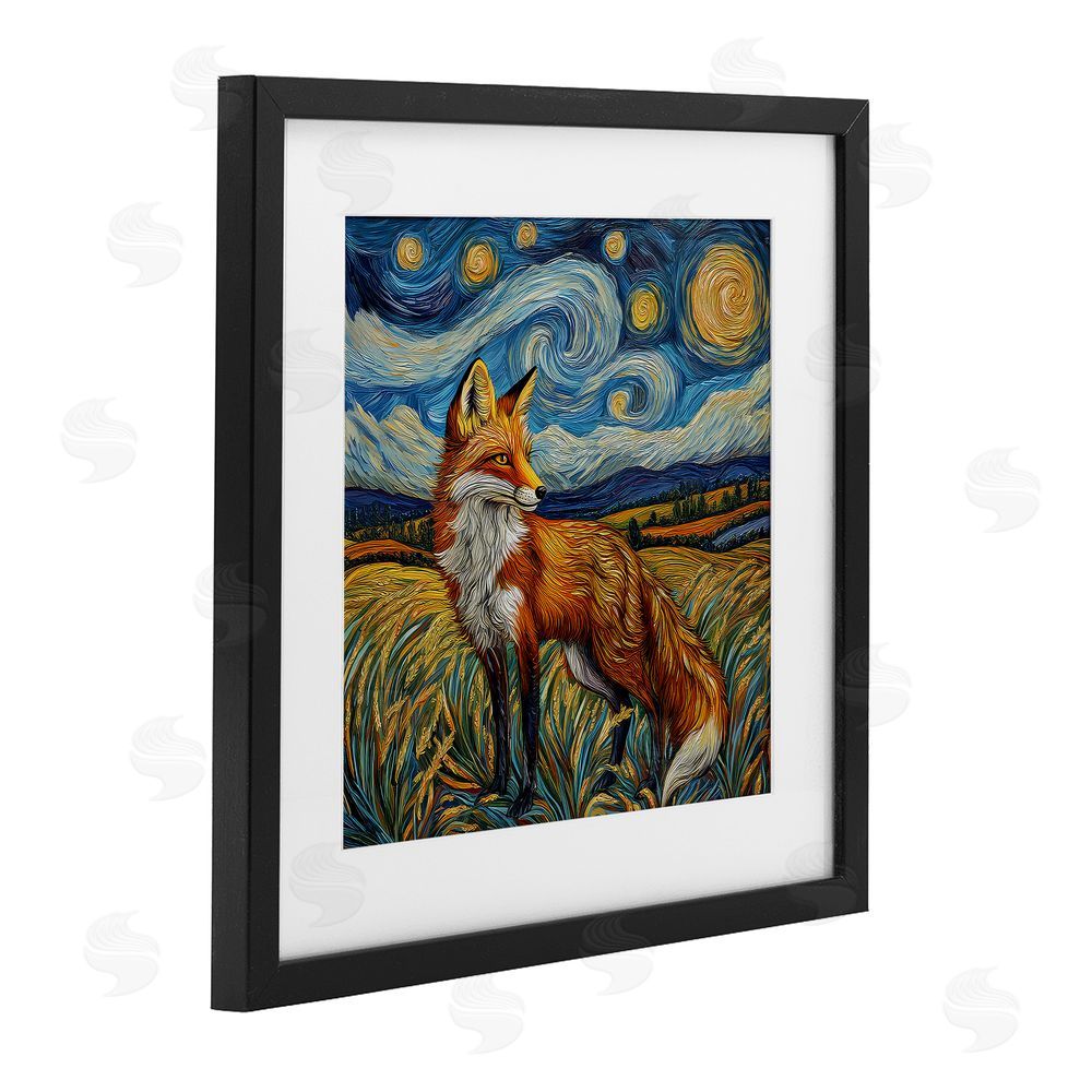 The Wands Want Swirling Impressionist Fox Black Framed Print Under Glass Wall Art