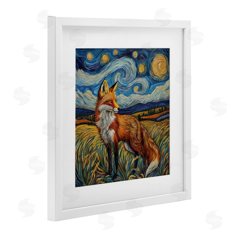 The Wands Want Swirling Impressionist Fox White Framed Print Under Glass Wall Art