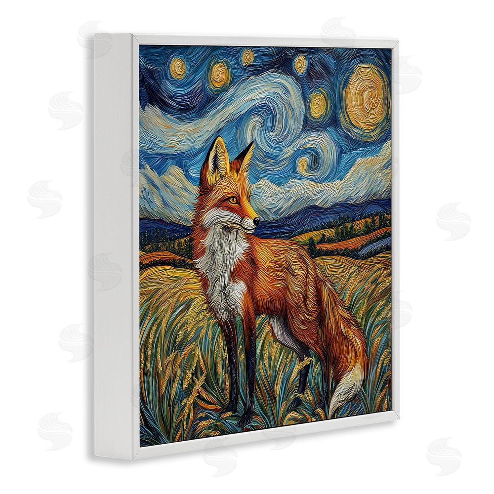 The Wands Want Swirling Impressionist Fox White Framed Giclee Wall Art Print