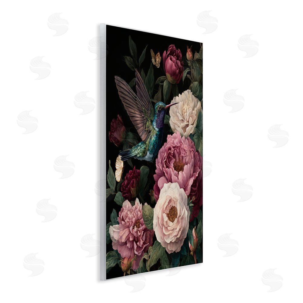 The Wands Want Hummingbird & Lush Peonies Wooden Wall Plaque Art Print