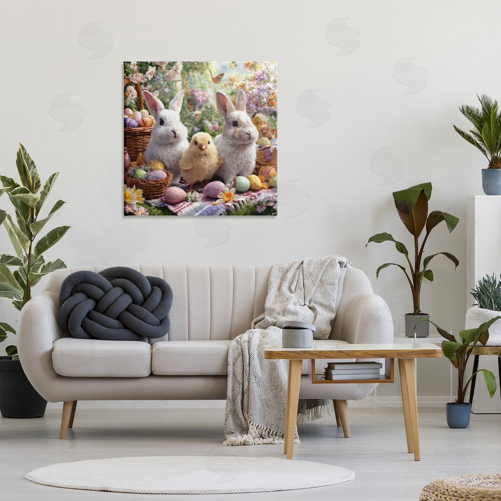 The Wands Want Easter Animals & Eggs Stretched Canvas Wall Art in Room