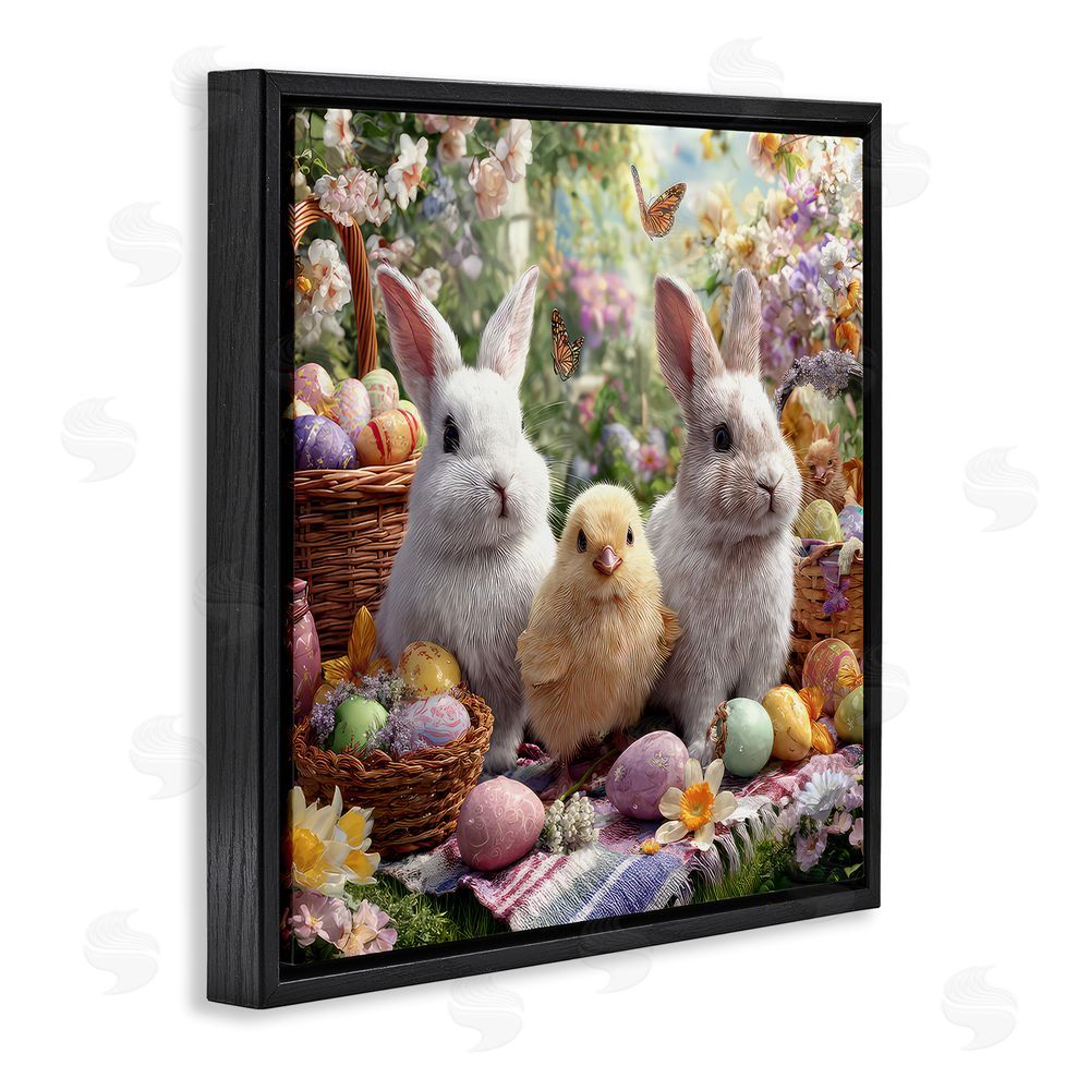 The Wands Want Easter Animals & Eggs Black Floating Frame Canvas Wall Art Print