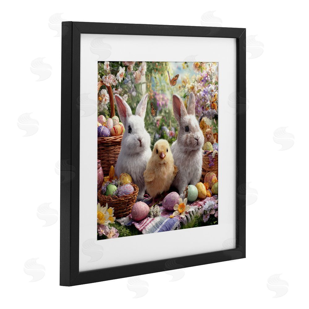 The Wands Want Easter Animals & Eggs Black Framed Print Under Glass Wall Art