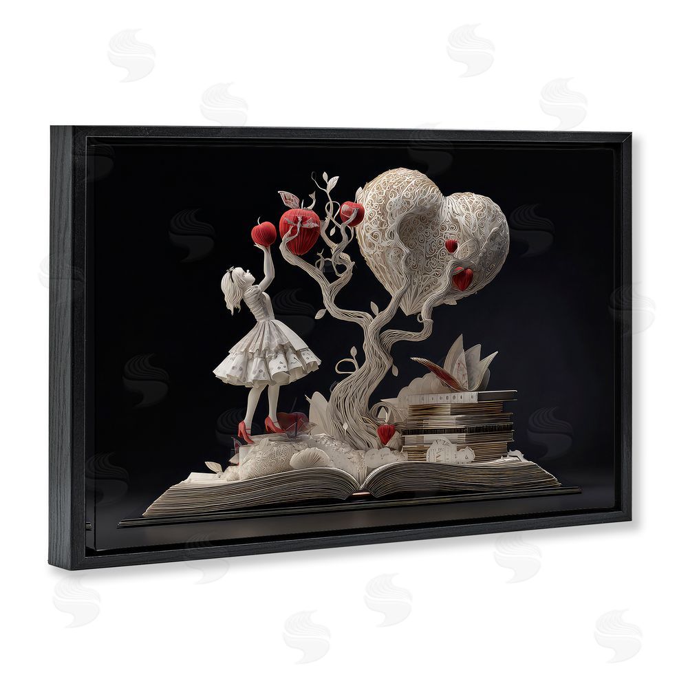 The Wands Want Paper Sculpture Style Fairytale Black Floating Frame Canvas Wall Art Print
