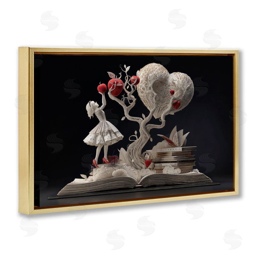 The Wands Want Paper Sculpture Style Fairytale Gold Floating Frame Canvas Wall Art Print