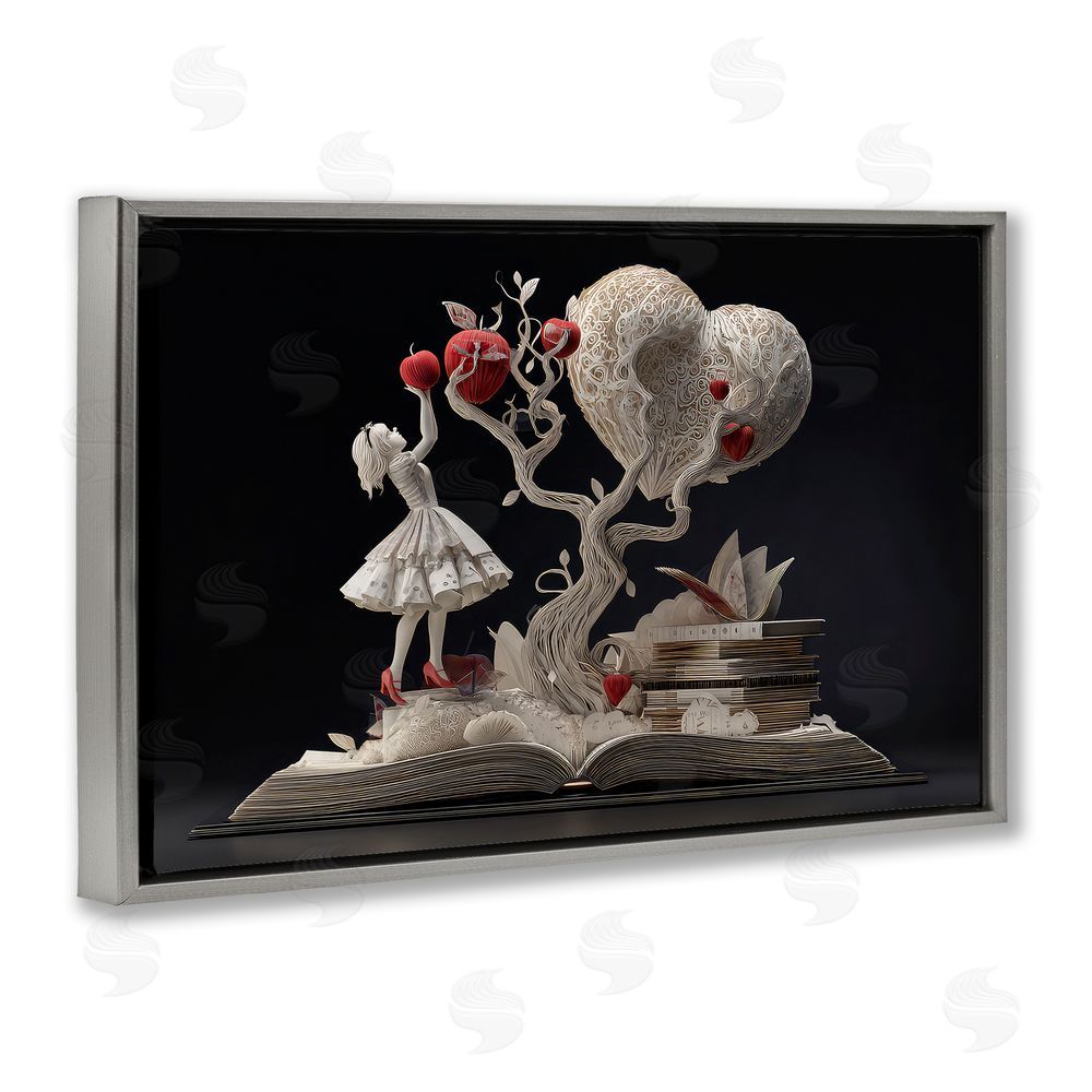 The Wands Want Paper Sculpture Style Fairytale Gray Floating Frame Canvas Wall Art Print