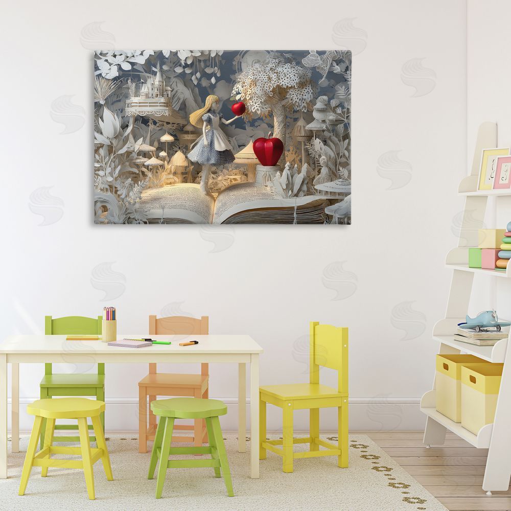 The Wands Want Fairytale Scene Papercraft Stretched Canvas Wall Art in Room