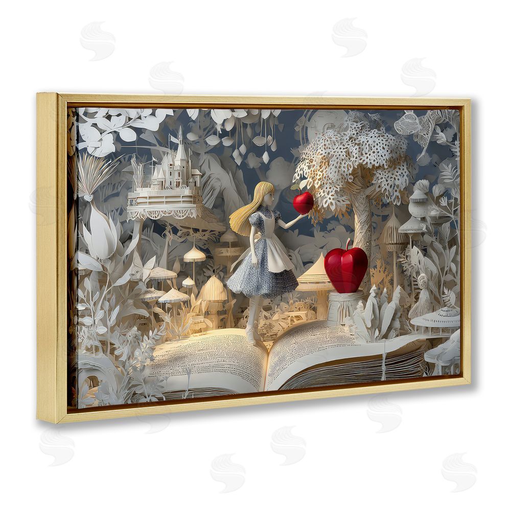 The Wands Want Fairytale Scene Papercraft Gold Floating Frame Canvas Wall Art Print