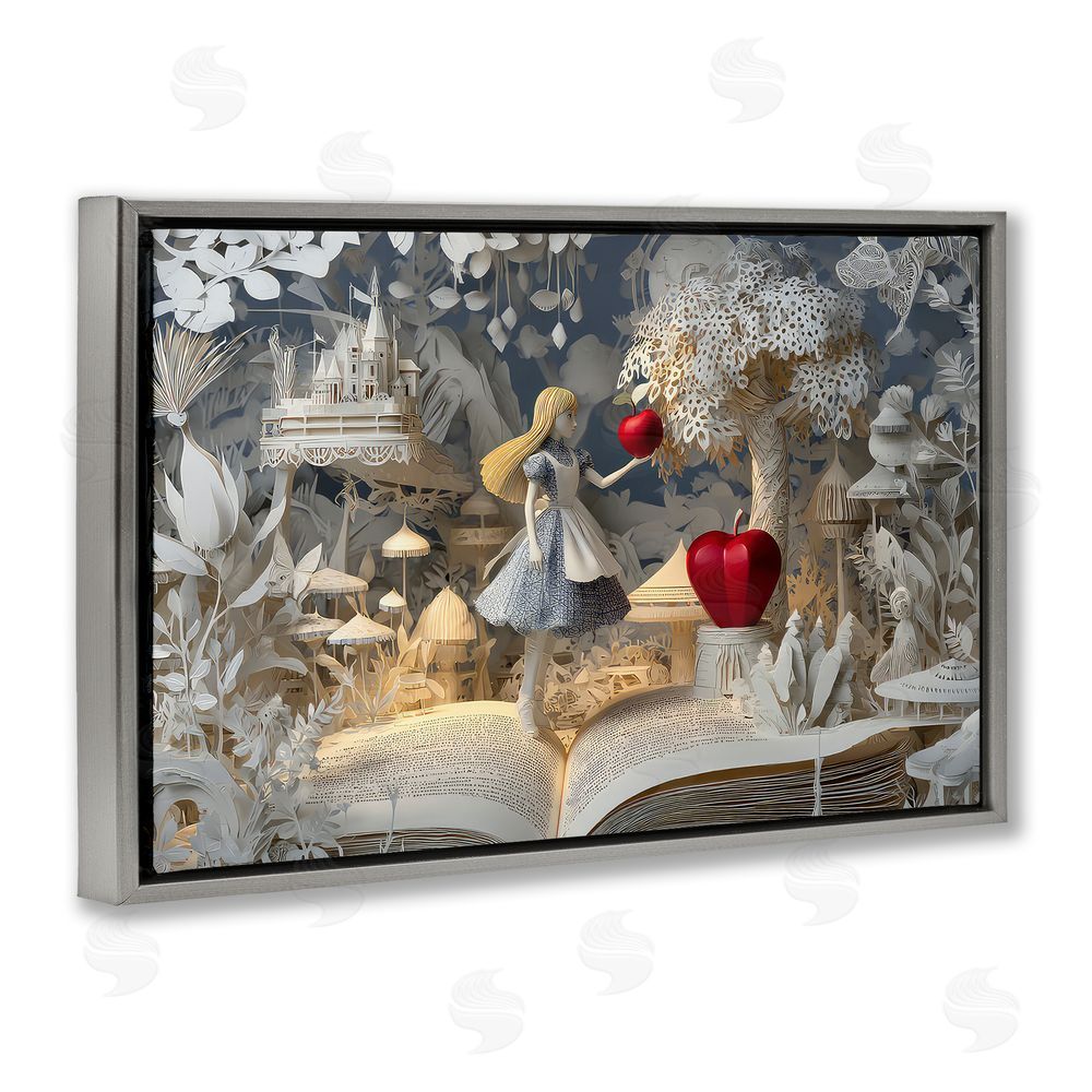 The Wands Want Fairytale Scene Papercraft Gray Floating Frame Canvas Wall Art Print
