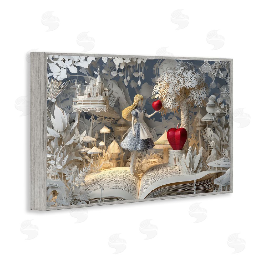 The Wands Want Fairytale Scene Papercraft Gray Framed Giclee Wall Art Print