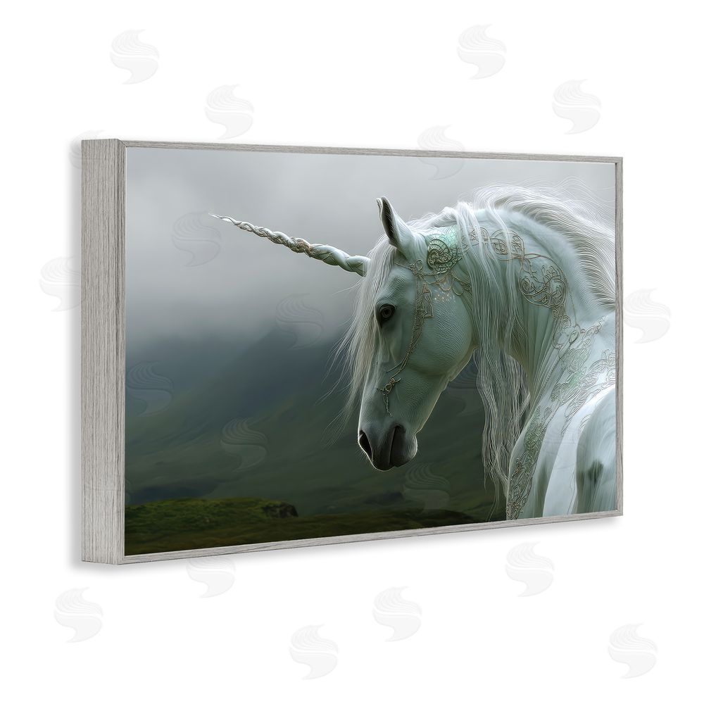 The Wands Want Dreamy Celtic Unicorn Gray Framed Giclee Wall Art Print