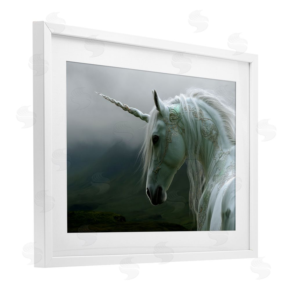 The Wands Want Dreamy Celtic Unicorn White Framed Print Under Glass Wall Art