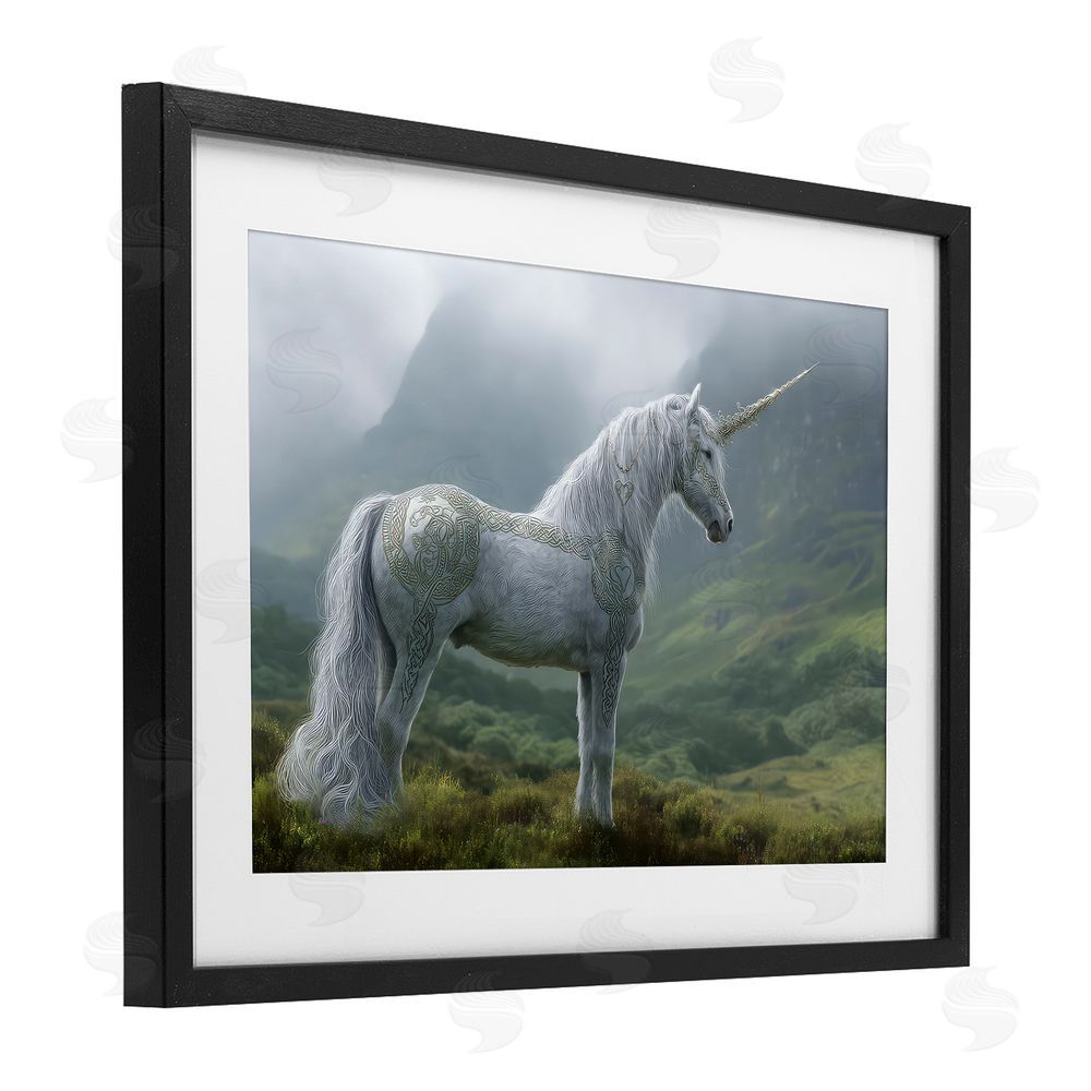 The Wands Want Elegant Celtic Unicorn Black Framed Print Under Glass Wall Art