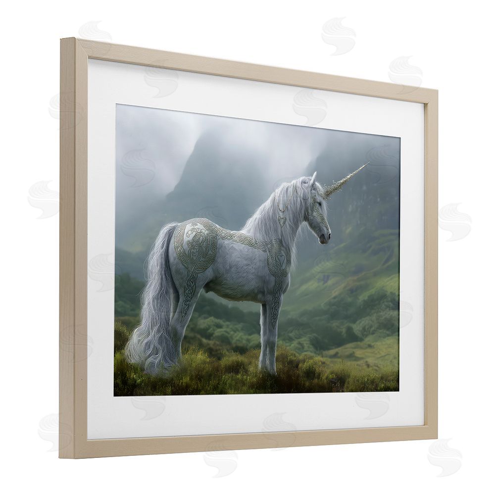 The Wands Want Elegant Celtic Unicorn Brown Framed Print Under Glass Wall Art