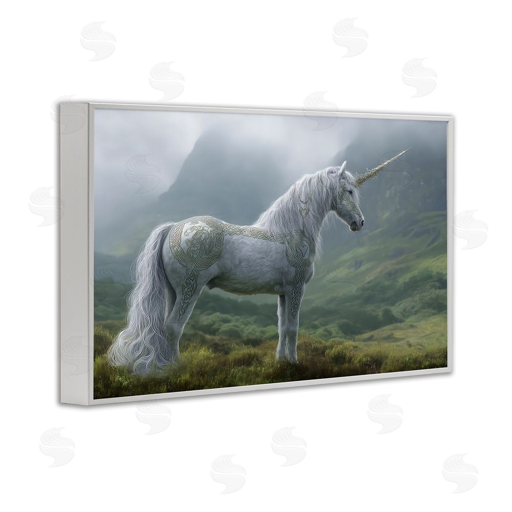 The Wands Want Elegant Celtic Unicorn White Framed Giclee Wall Art Print