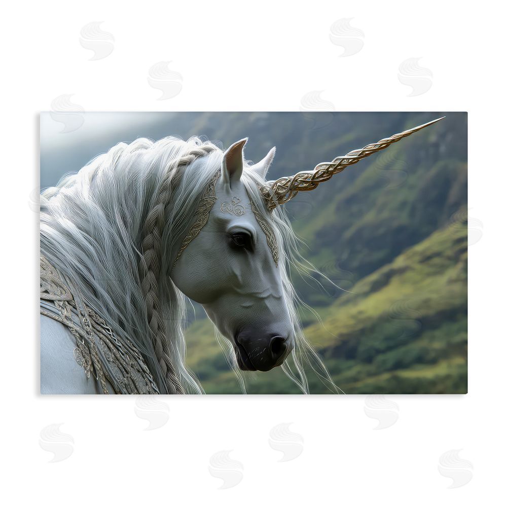 The Wands Want Celtic Unicorn Braided Mane Stretched Canvas Wall Art Print