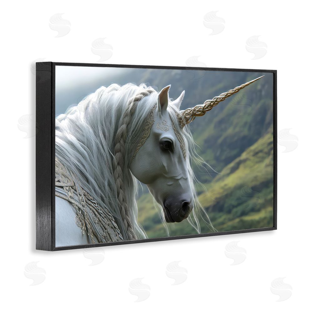 The Wands Want Celtic Unicorn Braided Mane Black Framed Giclee Wall Art Print