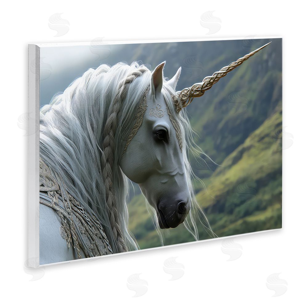 The Wands Want Celtic Unicorn Braided Mane Wooden Wall Plaque Art Print