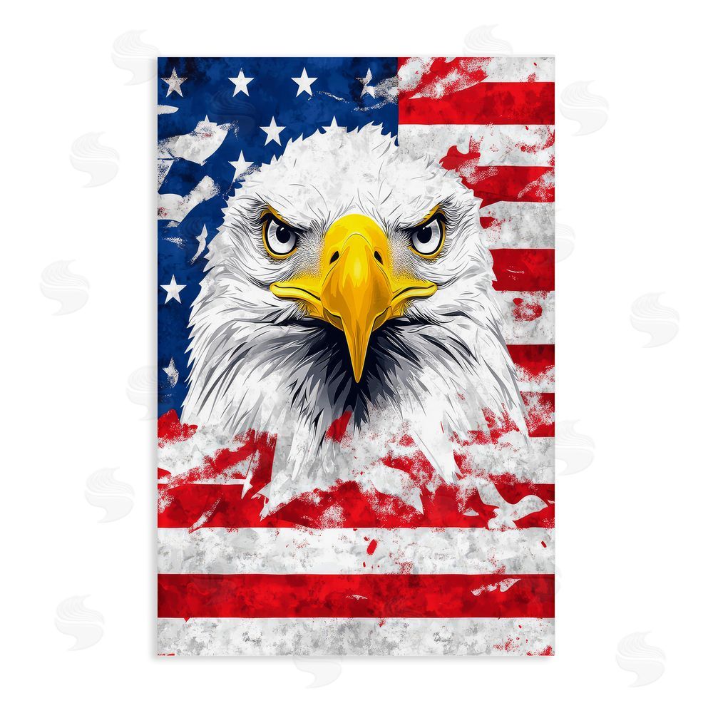 The Wands Want Patriotic Bald Eagle Flag Stretched Canvas Wall Art Print