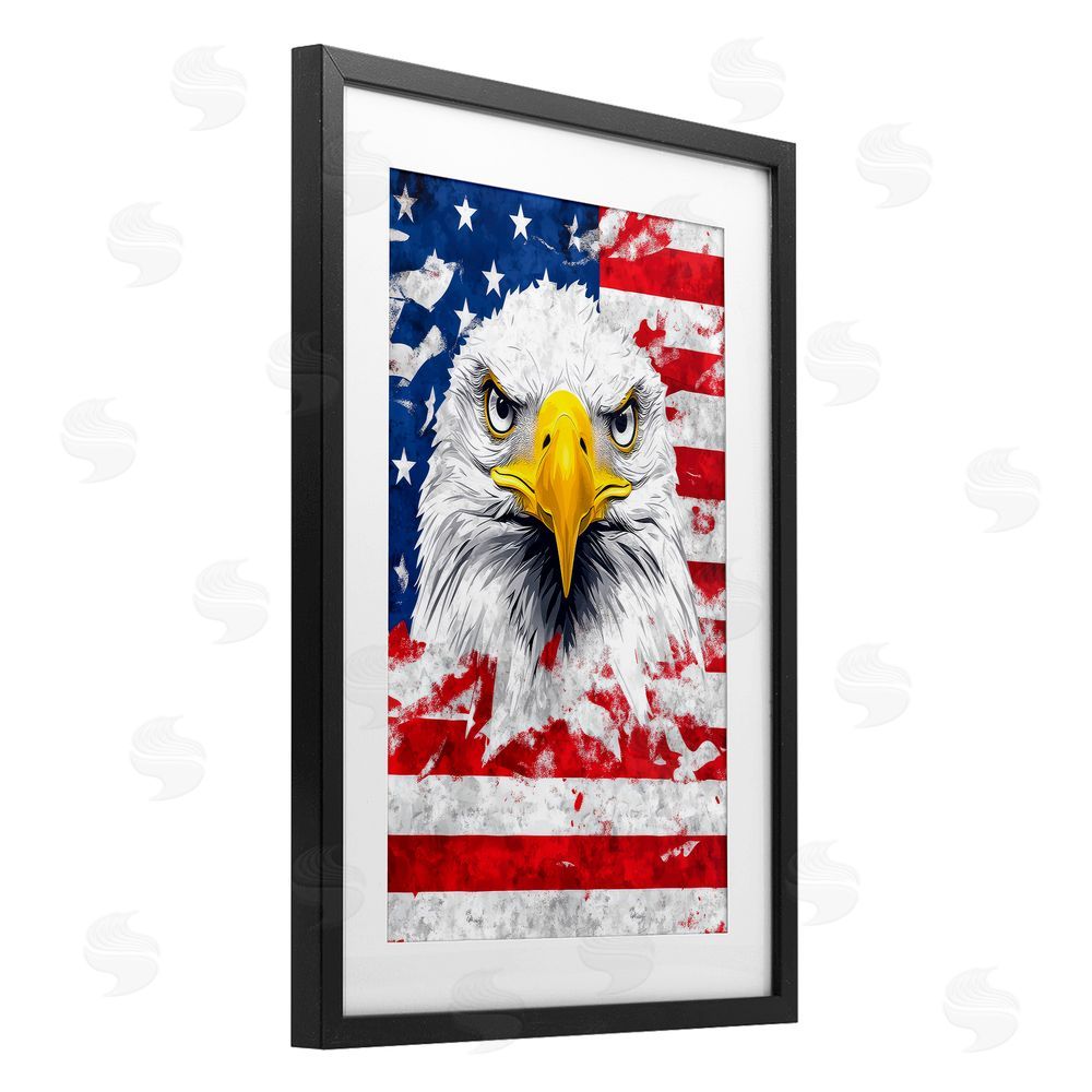 The Wands Want Patriotic Bald Eagle Flag Black Framed Print Under Glass Wall Art