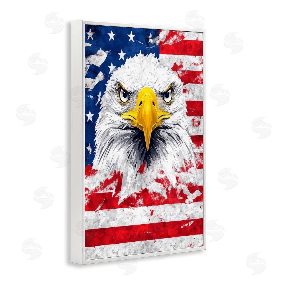 The Wands Want Patriotic Bald Eagle Flag White Framed Giclee Wall Art Print