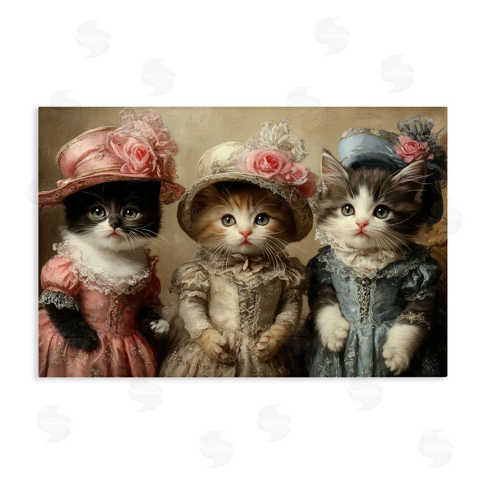 The Wands Want Vintage Dress Cats Stretched Canvas Wall Art Print