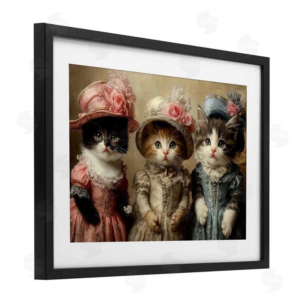 The Wands Want Vintage Dress Cats Black Framed Print Under Glass Wall Art