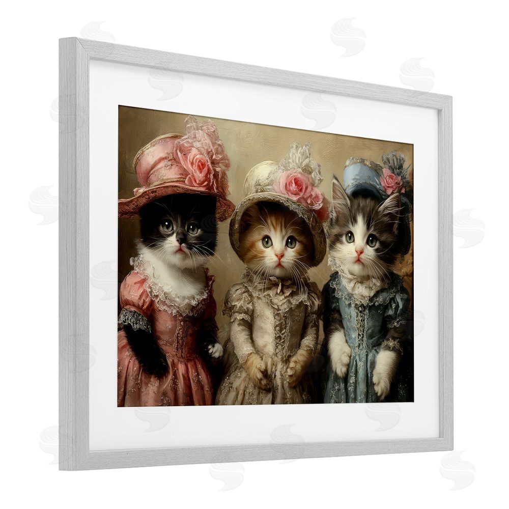 The Wands Want Vintage Dress Cats Gray Framed Print Under Glass Wall Art