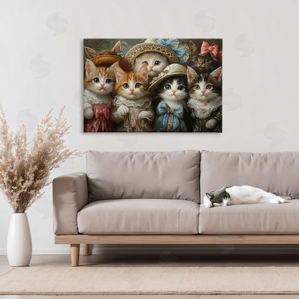 The Wands Want Fashionable Vintage Cats Stretched Canvas Wall Art in Room