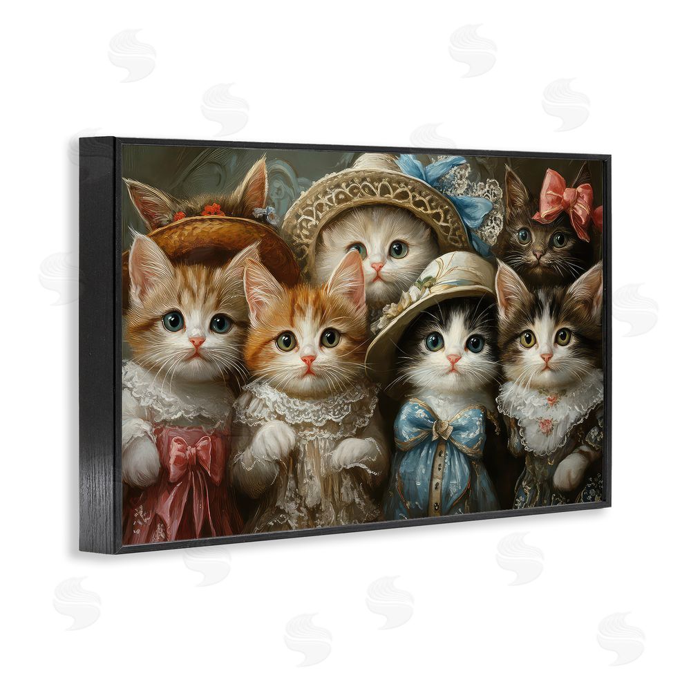 The Wands Want Fashionable Vintage Cats Black Framed Giclee Wall Art Print