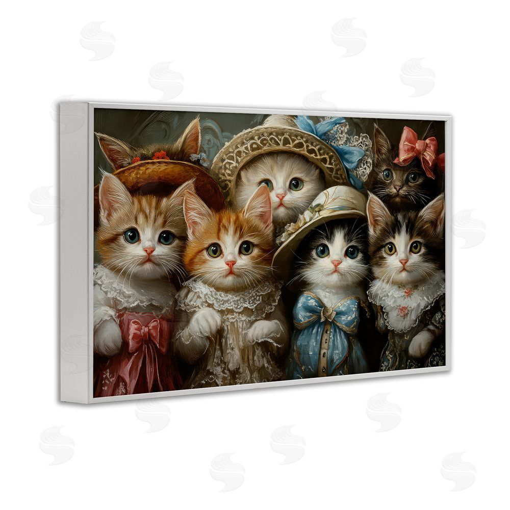 The Wands Want Fashionable Vintage Cats White Framed Giclee Wall Art Print