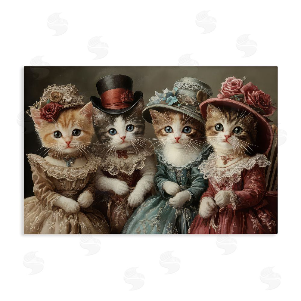 The Wands Want Vintage Dress Kittens Stretched Canvas Wall Art Print