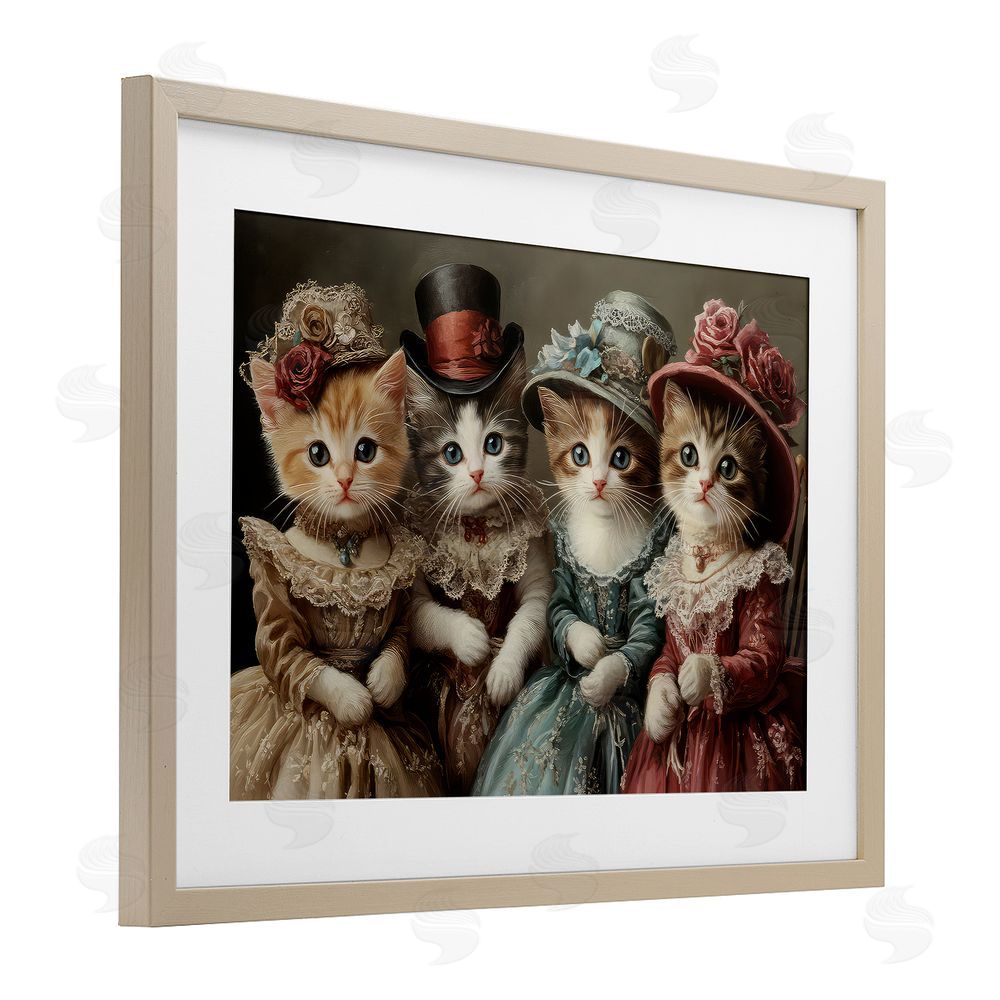 The Wands Want Vintage Dress Kittens Brown Framed Print Under Glass Wall Art