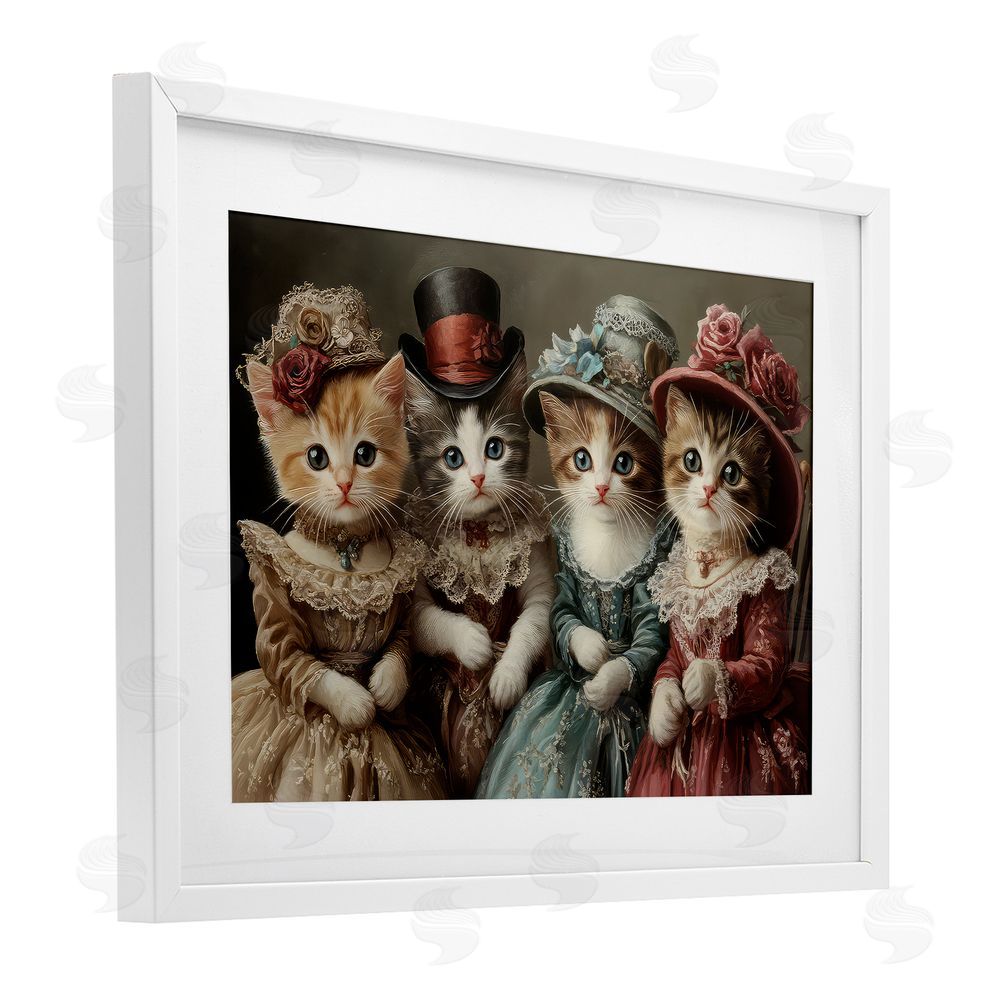 The Wands Want Vintage Dress Kittens White Framed Print Under Glass Wall Art