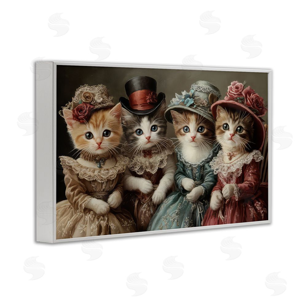 The Wands Want Vintage Dress Kittens White Framed Giclee Wall Art Print