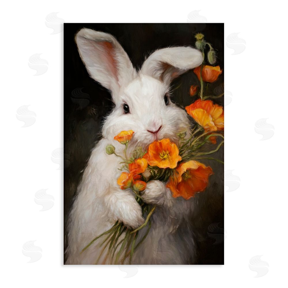 Tina LeCour Floppy Loves Her Poppies Stretched Canvas Wall Art Print