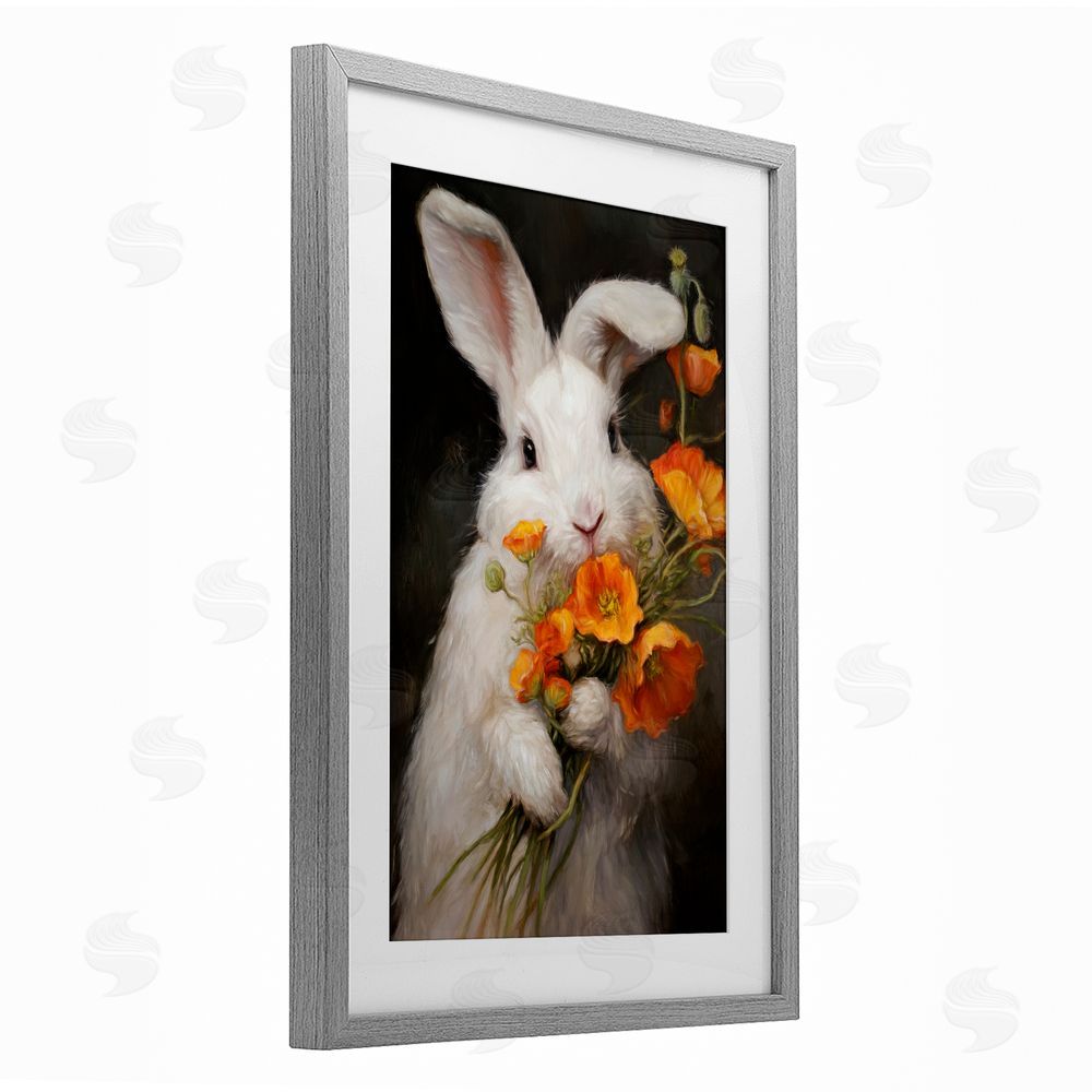 Tina LeCour Floppy Loves Her Poppies Gray Framed Print Under Glass Wall Art
