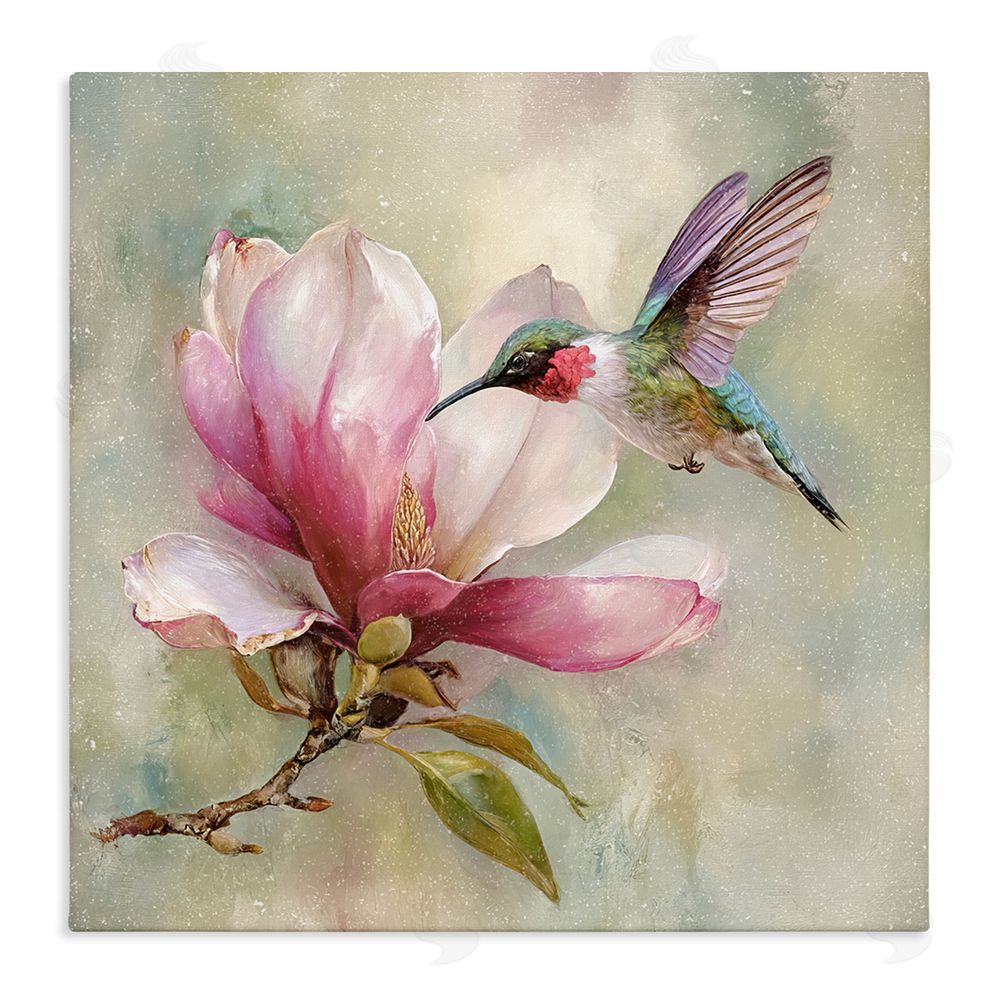Tina LeCour Magnolia Ruby Hummingbird Stretched Canvas Wall Art Print