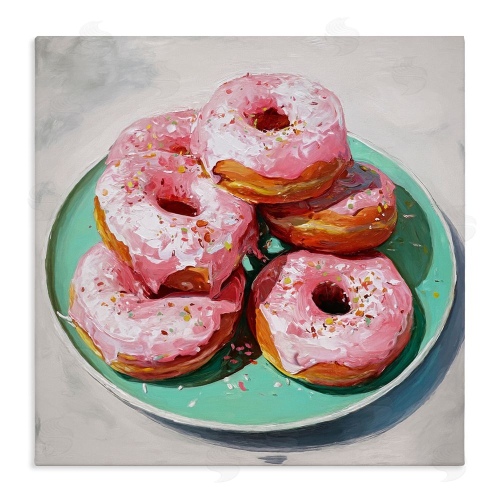 Tina LeCour Pink Frosted Donuts Stretched Canvas Wall Art Print