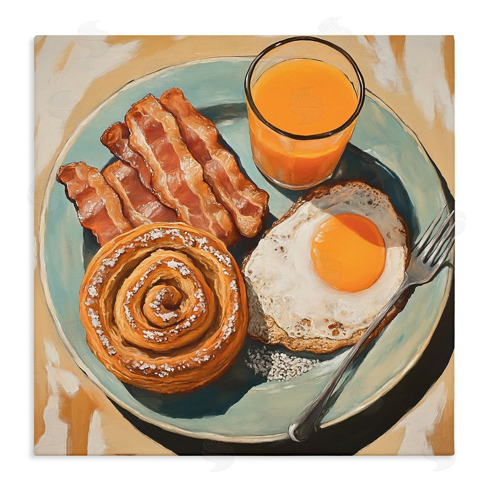 Tina LeCour Cinnamon Roll Breakfast Stretched Canvas Wall Art Print