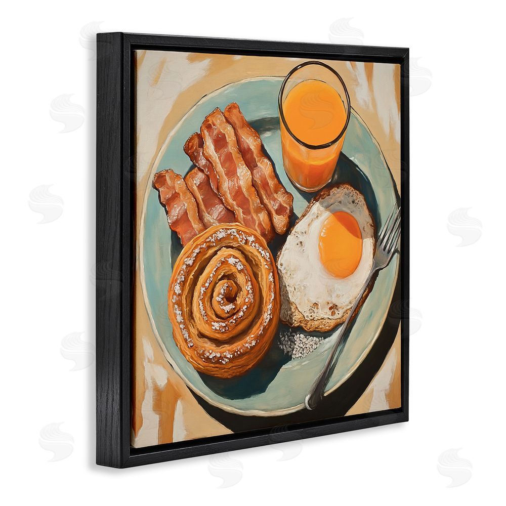 Tina LeCour Cinnamon Roll Breakfast Black Floating Frame Canvas Wall Art Print
